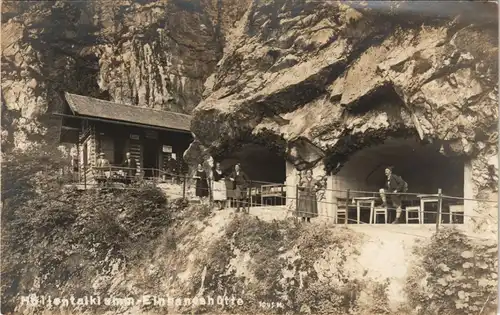 Garmisch-Partenkirchen Höllental - Eingangshütte, Wanderer - Fotokarte 1922