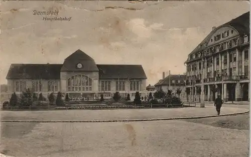 Ansichtskarte Darmstadt Partie am Bahnhof 1913