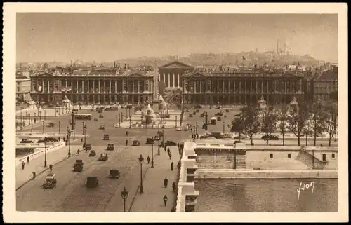 Paris Vue générale Place de la Concorde et la butte Montmartre 1930