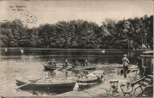 Ansichtskarte Bad Nauheim Am Teich - Anlegestelle, Ruderboote 1910