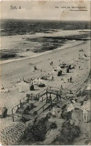 Ansichtskarte Wenningstedt-Braderup (Sylt) Strandleben, Abstieg 1916