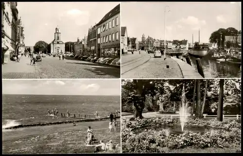 Husum Mehrbild-AK Straße, Binnen-Hafen, Steindeich, Schlossgarten 1960