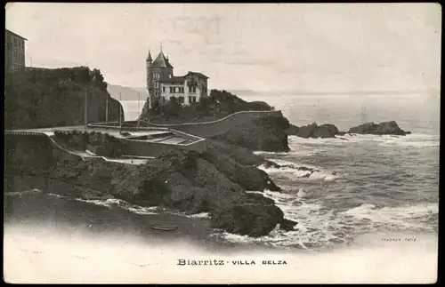 CPA Biarritz Miarritze VILLA BELZA Strand und Küste 1910
