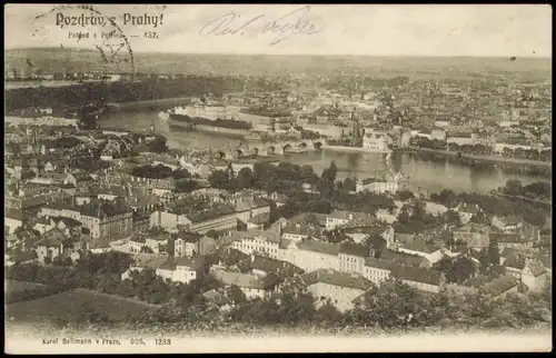 Postcard Prag Praha Blick über Perrina 1908