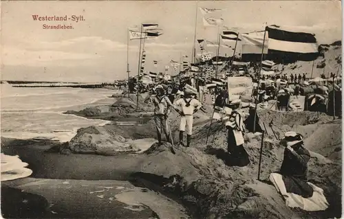 Westerland-Sylt Strandleben, Körbe Matzrosenanzüge - Patriotika 1916