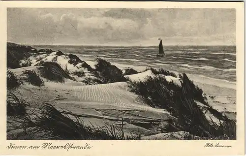 Ansichtskarte Ahlbeck (Usedom) Dünen am Meeresstrand - Segelboot 1934