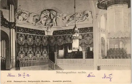 Ansichtskarte Mannheim Nibelungenfries rechts. 1903