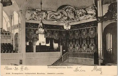 Ansichtskarte Mannheim Nibelungenfries links. 1903