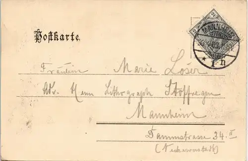 Ansichtskarte Mannheim Nibelungenfries links. 1903