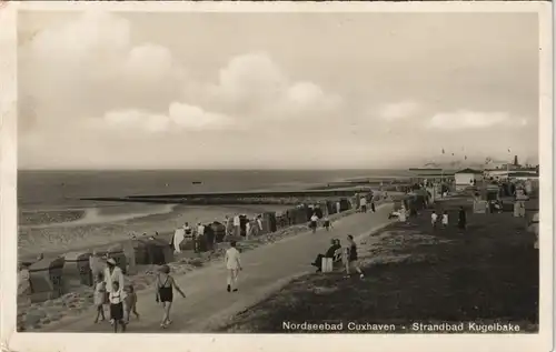 Ansichtskarte Cuxhaven Strandbad Kugelbake 1935
