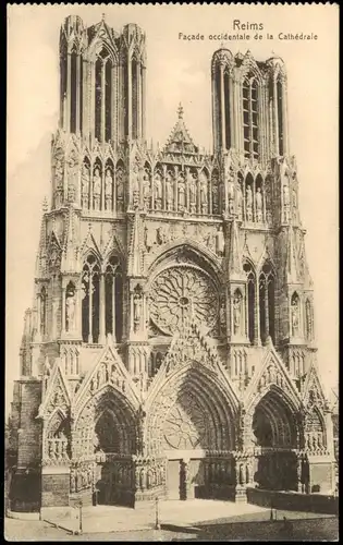 CPA Reims Cathedrale Kathedrale 1916   1. Weltkrieg als Feldpost (nach Leipzig)