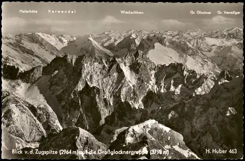 Grainau Blick v.d. Zugspitze zur Großglocknergruppe Alpen Panorama 1965