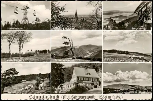 Freiburg im Breisgau Mehrbildkarte mit   Hotel Burggrat, Schwebebahn uvm. 1960