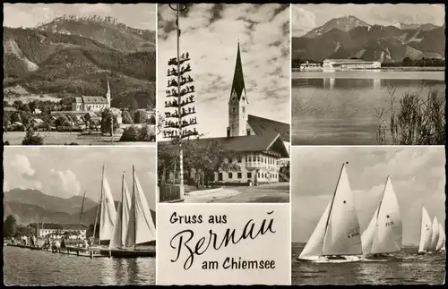 Ansichtskarte Bernau am Chiemsee Mehrbildkarte mit 5 Ortsansichten 1965