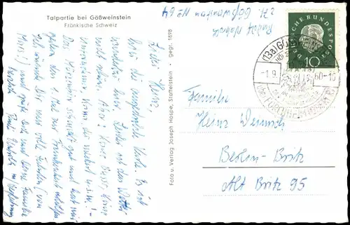 Ansichtskarte Gößweinstein Talpartie Fränkische Schweiz 1960