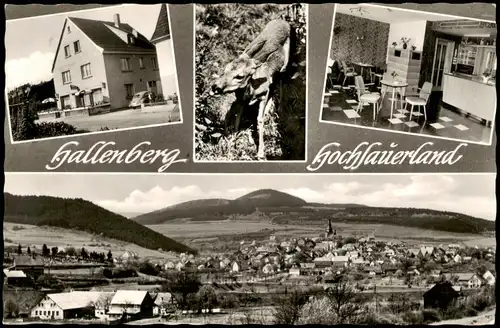 Hallenberg Mehrbildkarte mit Café Pension Anthe, Auf der Aue 1960