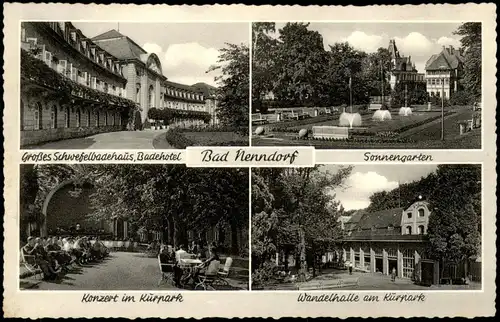 Bad Nenndorf Mehrbild-AK mit Sonnengarten, Konzert im Kurpark, Wandelhalle 1950