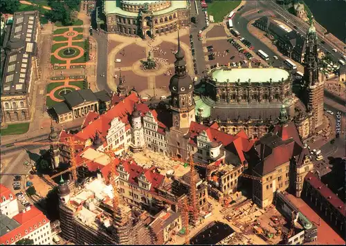 Dresden Luftbild - Schloß, Hofkirche, Theaterplatz, Italienisches Dörfchen 2000