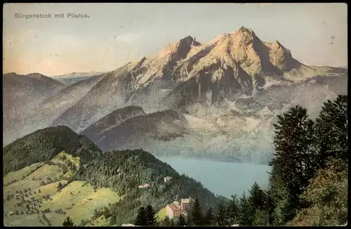 Luzern Lucerna Bürgenstock mit Pilatus Schweizer Alpen Panorama 1909