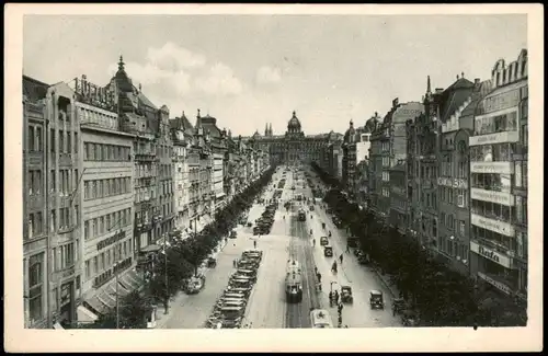 Postcard Prag Praha Václavské náměstí PRAG Wenzelsplatz 1931