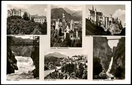 .Bayern Bayern (Allgemein) Mehrbild-AK Lechfall, Füssen, Schlösser 1960