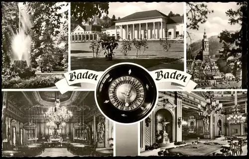 Ansichtskarte Baden-Baden Mehrbildkarte u.a Kasino Spielbank uvm. 1959