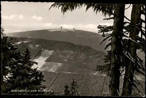 Ansichtskarte Braunlage Wurmbergschanze Brockenblick vom Wurmberg 1957