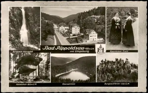 Bad Rippoldsau-Schapbach Mehrbild-AK Ortsansichten u. Burgbach-Wasserfall 1959