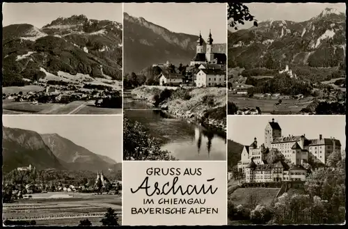 Aschau im Chiemgau Mehrbild-AK Gruss aus Chiemgau Bayerische Alpen 1959