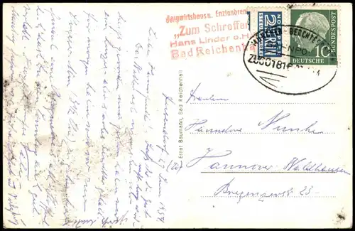 Ansichtskarte Bad Reichenhall Panorama-Ansicht 1954    (mit Bahnpoststempel)