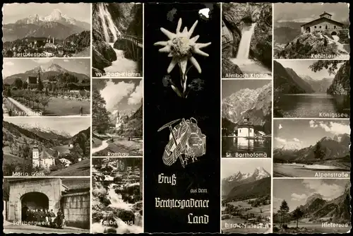 Ansichtskarte Berchtesgaden Mehrbildkarte miut vielen Umland-Ansichten 1960