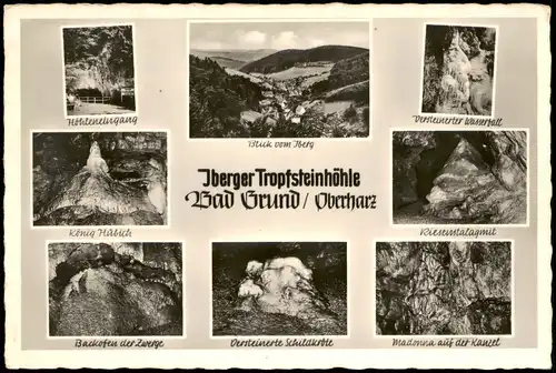 Bad Grund (Harz) Iberger Tropfsteinhöhle Mehrbild-AK Höhlen-Ansichten 1960