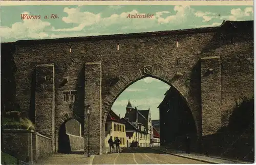 Ansichtskarte Worms Straßenpartie - Andreastor 1909