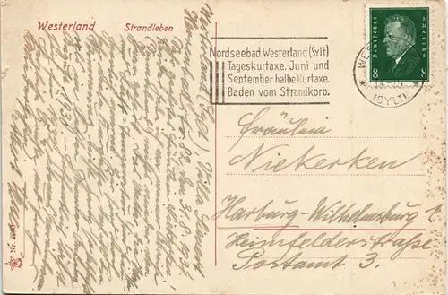 Ansichtskarte Westerland-Sylt Strandleben 1928