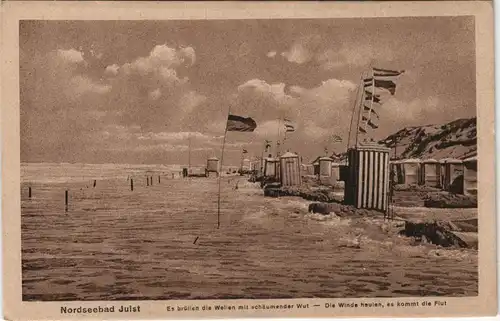 Ansichtskarte Juist Strand bei stürmender Flut 1928