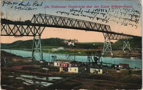 Ansichtskarte Holtenau-Kiel Holtenå Holtenauer Hochbrücke, Anlagen 1912