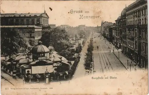 Ansichtskarte Hannover Kröpcke und Georgstraße 1908