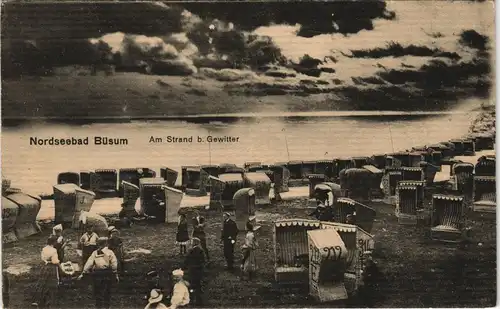 Ansichtskarte Büsum Am Strand b. Gewitter, Stimmungsbild 1912