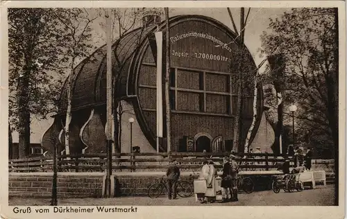 Ansichtskarte Bad Dürkheim Naturweinschenke Dürkheimer Fass Wurstmarkt 1935