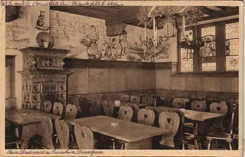 Ansichtskarte Rüdesheim (Rhein) Der Lindenwirt - Gastraum 1928