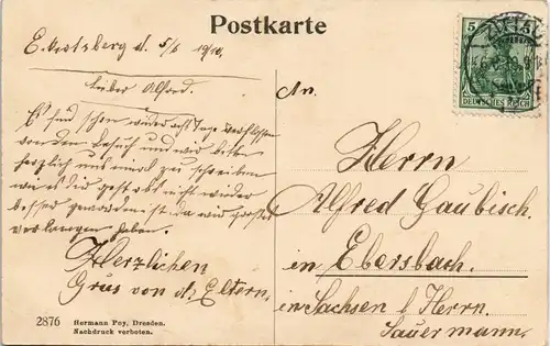 Ansichtskarte Zittau Stadtgärtnerei, Blumenuhr - colorierte AK 1909
