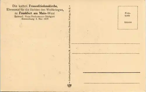 Ansichtskarte Bockenheim-Frankfurt am Main Frauenfriedenskirche 1938