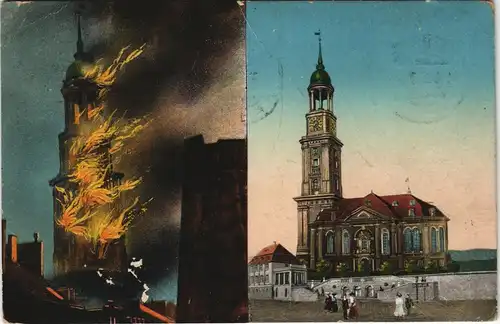 Neustadt-Hamburg Michaeliskirche 2 Bild - vor und nach dem Brand 1906 1913