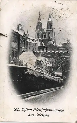 Ansichtskarte Meißen Stadtpartie im Winter Neujahr Sylvester New Year 1919