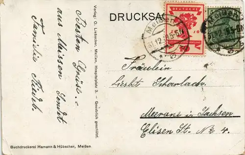 Ansichtskarte Meißen Stadtpartie im Winter Neujahr Sylvester New Year 1919