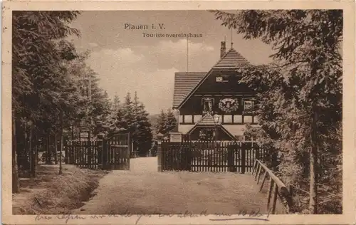 Ansichtskarte Plauen (Vogtland) Touristenvereinshaus, Eingang 1919