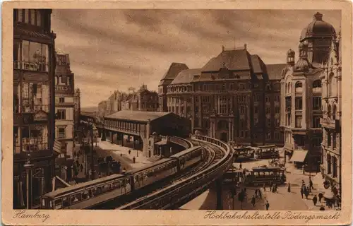 Ansichtskarte Hamburg Rödingsmarkt, Hochbahn 1929