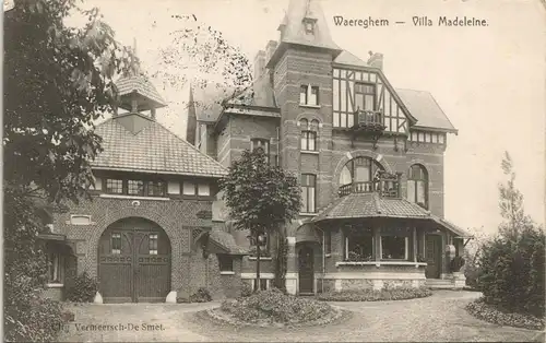 Postkaart Waregem Villa Madeleine. 1916  gel. Feldpoststempel WK1