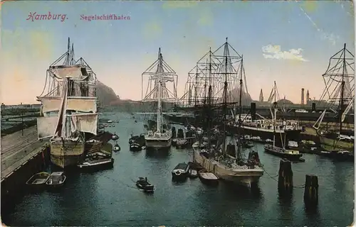 Ansichtskarte Hamburg Segelschiffhafen - Segelschiffe 1913