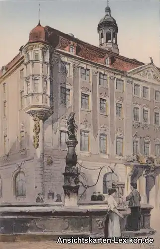 Ansichtskarte Coburg Brunnen - colorierte Künstler-Ansichtskarte 1912